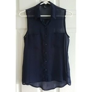 Forever 21 button up chiffon tank top